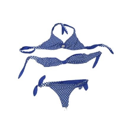 Női L-es kék-fehér pöttyös 3 részes bikini