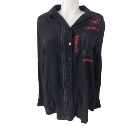 Női XXL-es fekete feliratos elegáns blúz - Desigual