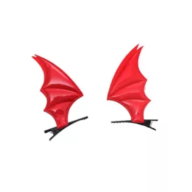 Piros hajcsat, denevérszárny, 1 pár - Halloween - ÚJ