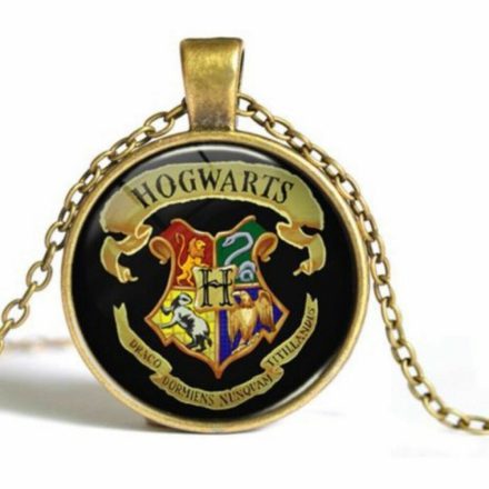 Bronz nyaklánc fekete medállal - Hogwarts - Harry Potter - ÚJ