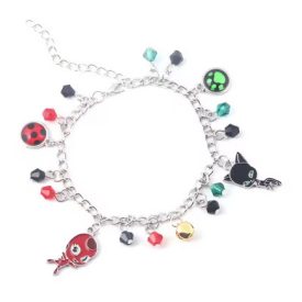   Ezüst karkötő kis függőkkel - Miraculous - Csodálatos Katicabogár - ÚJ