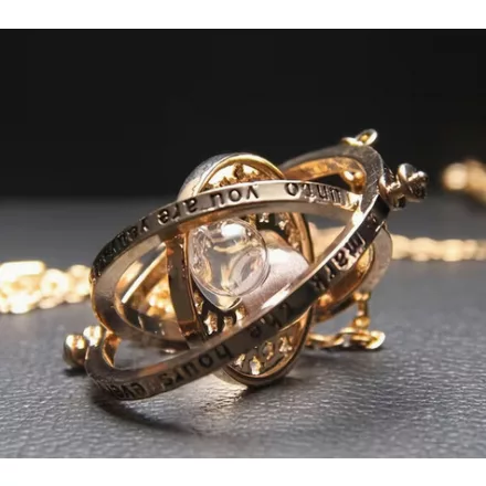 Hermione, időnyerő nyaklánc (arany foglalat, fehér homok) - Harry Potter - ÚJ