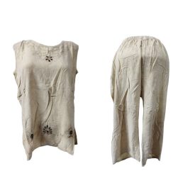 Női 3XL-es lenes drapp szett - ÚJ