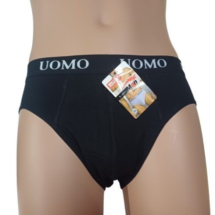 Férfi 3XL-es fekete feliratos gumis derekú alsónadrág, fecske fazon - Uomo - ÚJ