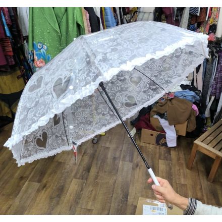 Átlátszó, csipke hatású romantikus esernyő, nagy méretű - Feeling Rain - ÚJ