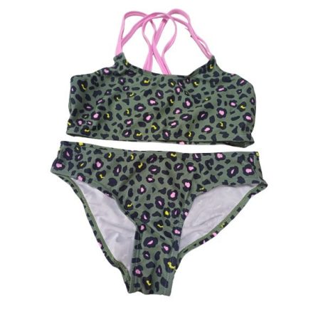 146-152-es khaki pöttyös bikini, kétrészes fürdőruha
