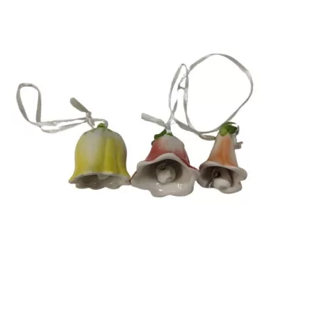 3 keráma harangvirág alakú csengettyű egyben (kb 5 cm-esek) - ÚJ