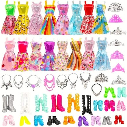 32 db-os Barbie ruha készlet (10 ruha, 22 egyéb kiegészítő) - ÚJ