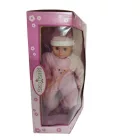 53 cm-es rózsaszín ruhás alvós baba dobozában