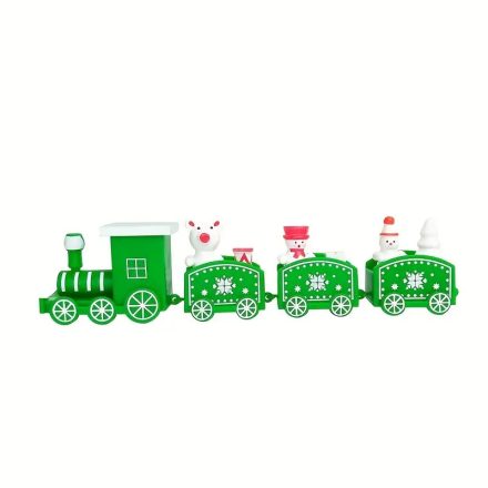 20 cm hosszú, 4 darabos zöld karácsonyi műanyag vonat - ÚJ