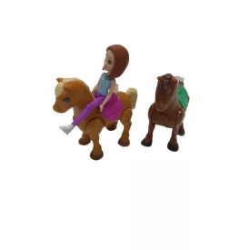 2 db kisméretű ló és egy lány figura - Barbie