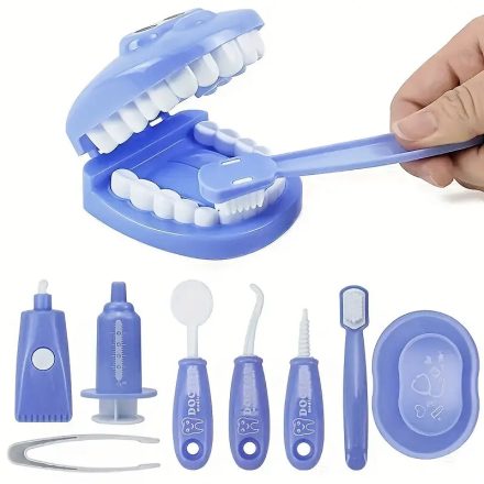 Kék fogsor, fogorvosos játék, fogmosást tanító játék - ÚJ