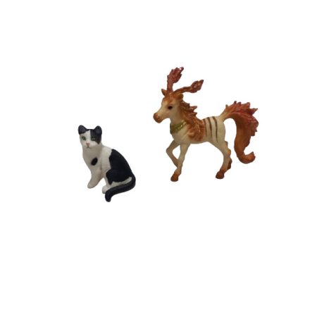 2 db játék állat figura egyben, őzike és cica