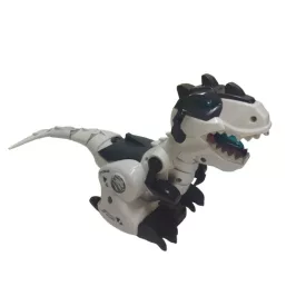   Fehér-fekete robot dínó figura, 28 cm-es, elemes (beszélő, fényt és hangot adó)