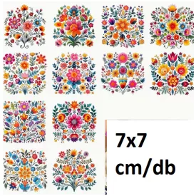 Rávasalós ruhamatrica virágmintás, 12 db (7x7 cm) - ÚJ