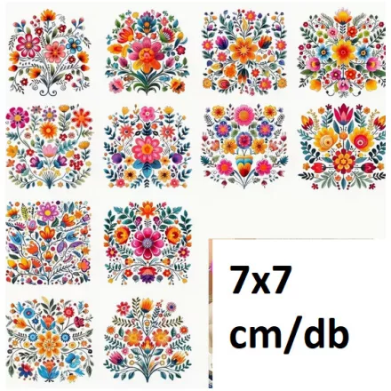 Rávasalós ruhamatrica virágmintás, 12 db (7x7 cm) - ÚJ