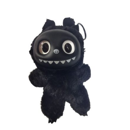 Fekete szőrmés figura dobozában - Labubu - ÚJ