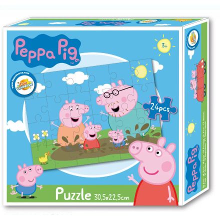 24 db-os puzzle, kirakó, Peppa család - Peppa malac - Peppa Pig - ÚJ