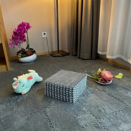 Szürke szőrmés habtapi lapok, szőnyeg, 10 db-os csomag - ÚJ