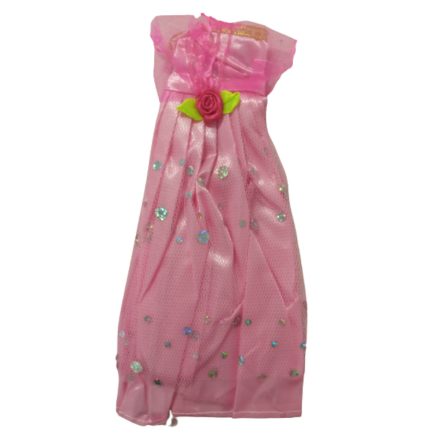 Rózsaszín rózsás báli ruha, Barbie méretű babára való ruha - ÚJ