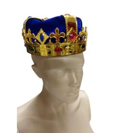   Kék bársony királyi korona, jelmezkiegészítő (tetején hiányzik egy kő)
