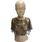 Fekete-arany fliiteres csipkegallér, charleston jelmezkiegészítő, 34 cm hosszú - ÚJ