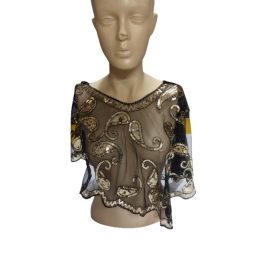   Fekete-arany fliiteres török mintás csipkegallér, gallér, charleston jelmezkiegészítő - ÚJ