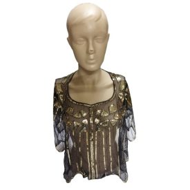   Fekete-arany fliiteres csipkegallér, gallér, charleston jelmezkiegészítő - ÚJ