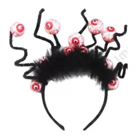   Sokszemű, véres szemű szörny fejdísz, egy méret (fekete) - Halloween - ÚJ