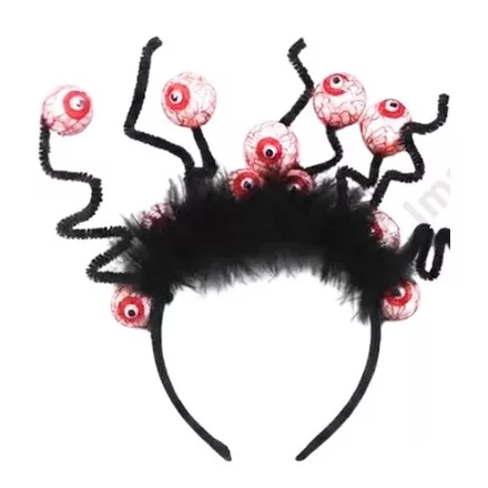 Sokszemű, véres szemű szörny fejdísz, egy méret (fekete) - Halloween - ÚJ