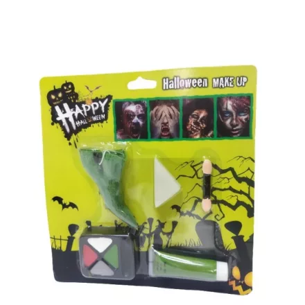 Zöld boszorkányorr és arcfesték szett - jelmezkiegészítő - Halloween - ÚJ