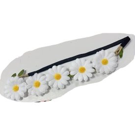   Fehér százszorszép, virág koszorú, gumis bohém fejpánt, fejdísz, akár fesztiválokra is - ÚJ