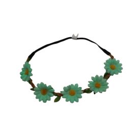   Mentazöld virágos gumis hátú fejdísz, hajpánt, jelmezkiegészítő - ÚJ
