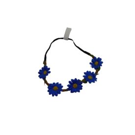   Kék virágos gumis hátú fejdísz, hajpánt, jelmezkiegészítő - ÚJ
