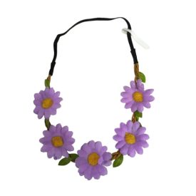   Lila virágos gumis hátú fejdísz, hajpánt, jelmezkiegészítő - ÚJ