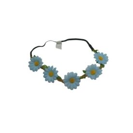   Világoskék virágos gumis hátú fejdísz, hajpánt, jelmezkiegészítő - ÚJ