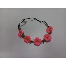   Rózsaszín virágos gumis hátú fejdísz, hajpánt, jelmezkiegészítő - ÚJ