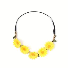   Sárga virágos gumis hátú fejdísz, hajpánt, jelmezkiegészítő - ÚJ