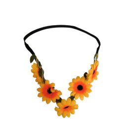   Sötétnarancssárga virágos gumis hátú fejdísz, hajpánt, jelmezkiegészítő - ÚJ