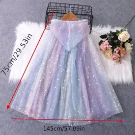   75 cm hosszú szivárványszínű csillogó kapucnis palást - ÚJ