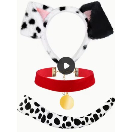 Dalmata jelmezkiegészítő, 3 részes (fül, nyakörv, farok) - ÚJ