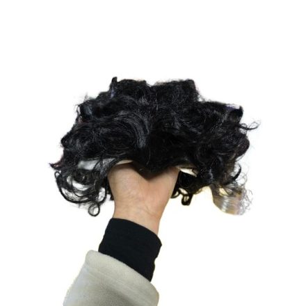 Fekete göndör rövid paróka ősz tinccsel, jelmezkiegészítő  - ÚJ