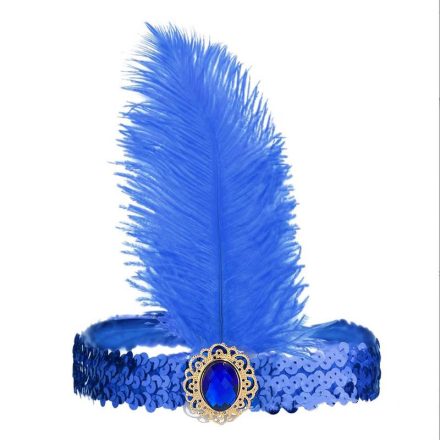 Sötétkék tollas fejpánt, fejdísz - Charleston - ÚJ