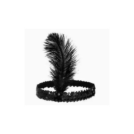 Charleston, tollas fejdísz, fekete - ÚJ