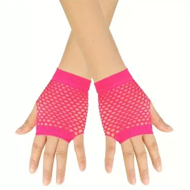   1 pár női pink hálós kesztyű, necc kesztyű, jelmezkesztyű - ÚJ