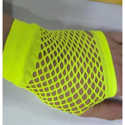 1 pár női neon-sárga, fluoreszkáló hálós kesztyű, necc kesztyű, jelmezkesztyű - ÚJ