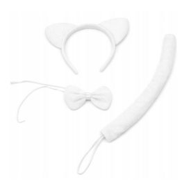   Fehér cica, macska jelmez kiegészítő szett, 3 részes - ÚJ