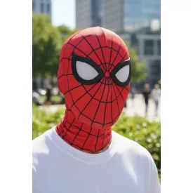   Piros mintás fejre húzható Pókember, Spiderman maszk, álarc, kamasz, felnőtt méret - ÚJ