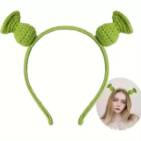 Horgolt Shrek fejdísz, fül hajpánton, hajráfon - ÚJ