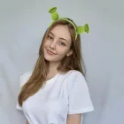 Horgolt Shrek fejdísz, fül hajpánton, hajráfon - ÚJ